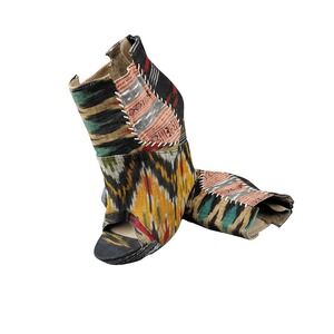 Aldo Julian Louie Patchwork Wedge Ankle Boots Open Toe Zip Up Women Size 38